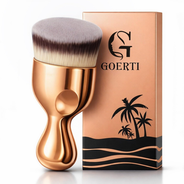 GOERTI Angled Kabuki Brush  High-Density Face & Body Blending Makeup Brush for Liquid Foundation, Bronzing Lotion, Concealer, Powder, Cream, Contour