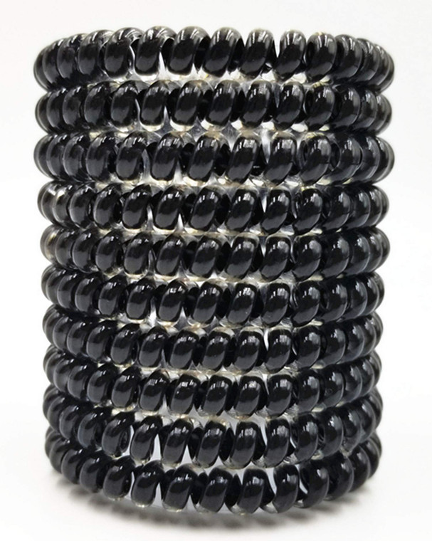 Hodooly 15 Pcs Black Spiral Telephone Cord Plastic Hair Ties, No Crease Coil Elastics