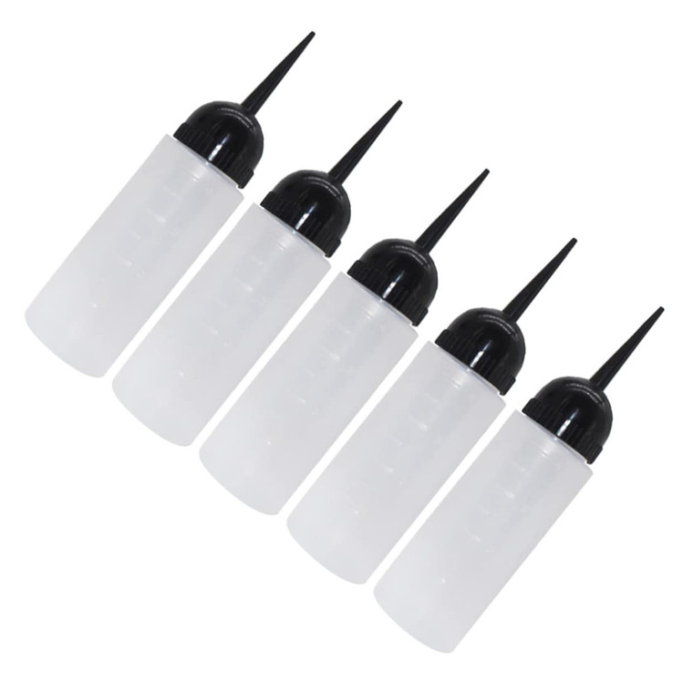 5Pcs 160Ml Plastic Hair Dye Bottles with Oblique Nozzle Refillable Applicator Containers for Salon Shampoo and Hair Coloring