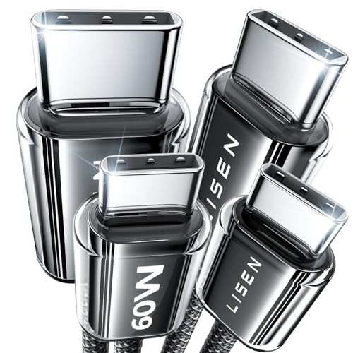 LISEN for iPhone 16 15 USB C to USB C Fast Charging, 60W USB C Cable Type C Fast Charging Cable for iPhone 16 15,Samsung Galaxy S25 Ultra Plus S24 S2