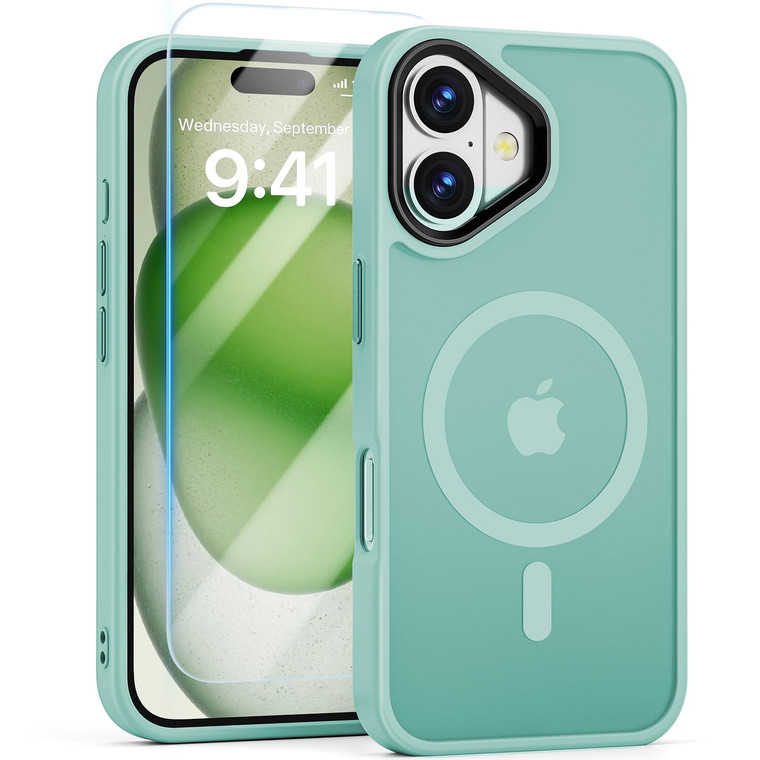 GIVELOT Magnetic for iPhone 16 Plus Case with 9H Screen Protector [Compatible for Magsafe][Colorful Frame] Translucent Matte Back Slim Shockproof Pho