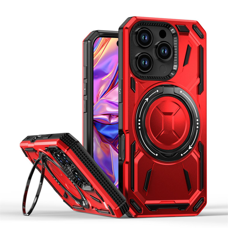 Ephoou for iPhone 16 Pro Armor Case with 360° Ring Kickstand, Dual Layer Military Grade Heavy Duty Shockproof Protection Rugged Phone Case Cover for