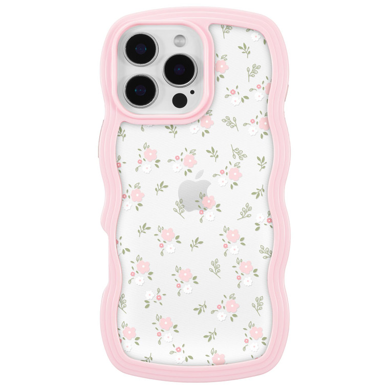 ZCDAYE Floral Case Compatible with iPhone 16 Pro Max, Aesthetic Flower Pattern & Cute Curly Wavy Shape Phone Case for Women,Soft TPU Shockproof Cover