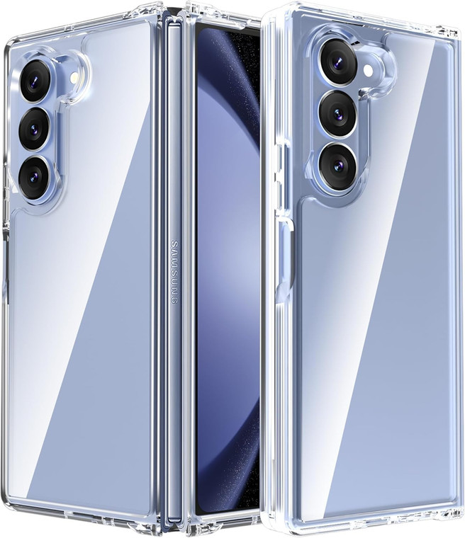 CoverON Compatible with Samsung Galaxy Z Fold6 Case, Crystal Clear Slim Hybrid Hard Back and TPU Rubber Grip Bumper Skin Cover for Galaxy Z Fold 6 Ph