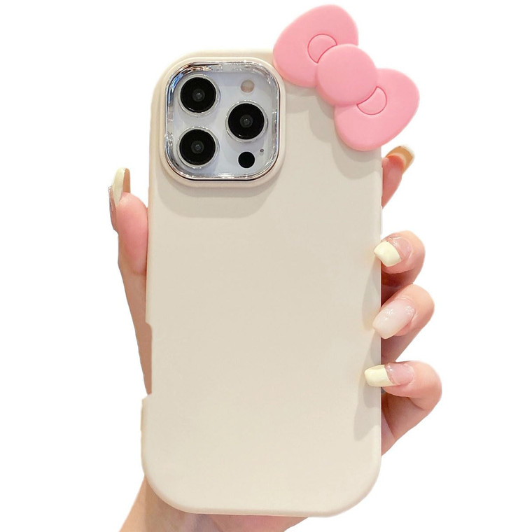 NATEROSO Compatible with iPhone 16 Plus Case, Cute 3D Bowknot Case, Soft Silicone Shockproof Protective Phone Cover for Women Girls & Girls Kids (Pin