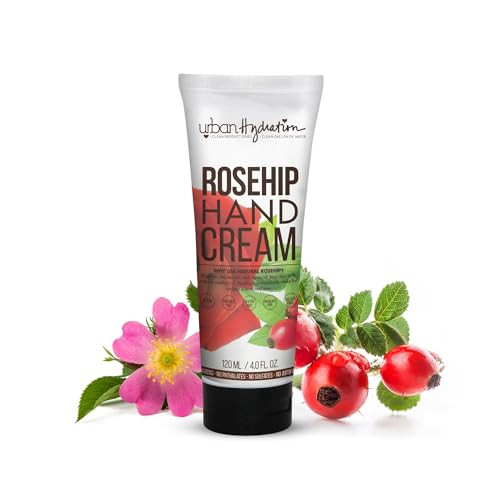 Urban Hydration Rosehip Hand Cream  With Coconut Oil & Vitamin E  Brightens Skin, Deeply Hydrates  Non-Greasy Formula  Ideal for Dry & Sensitive