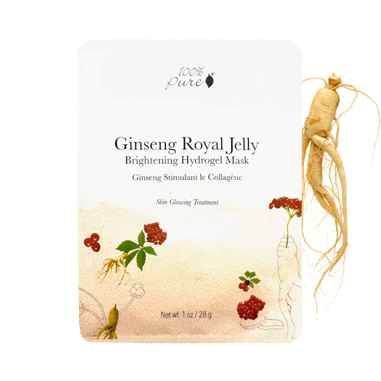 100% PURE Ginseng Royal Jelly Face Mask - Anti-Aging Face Mask for Women & Men with Vitamin C & Hyaluronic Acid - Collagen Skincare for Firm, Smooth