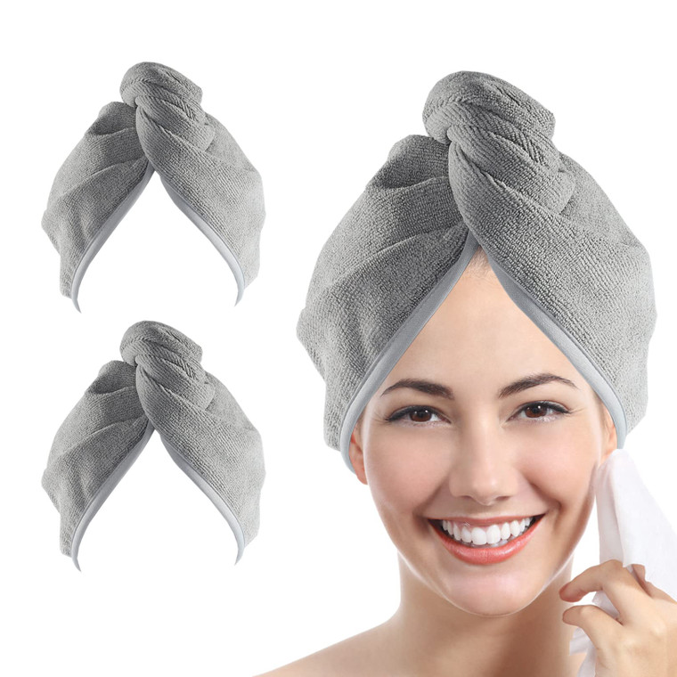 YoulerTex Microfiber Hair Towel Hair Wrap: 2 Pack 10X26 Hair Dryer Towels for Women Absorbent Turban Twist Hair Drying Shower Cap Curly Hair Products