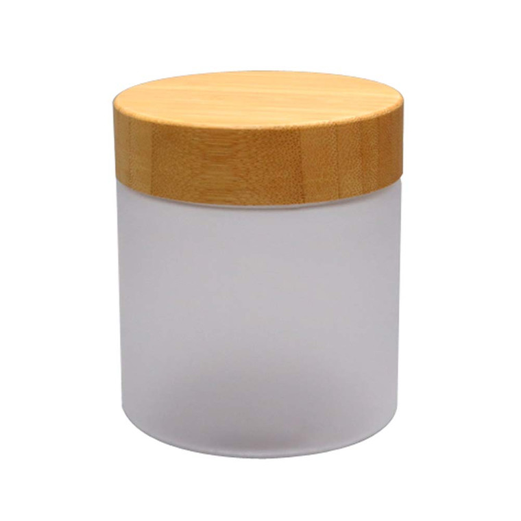 1Pcs 250ml/8.5oz PET Frosted Transparent Empty Refillable Cosmetic Jar with Bamboo Lid Cosmetic Cream Pot Tin Box Case Container Dispense Bottle for