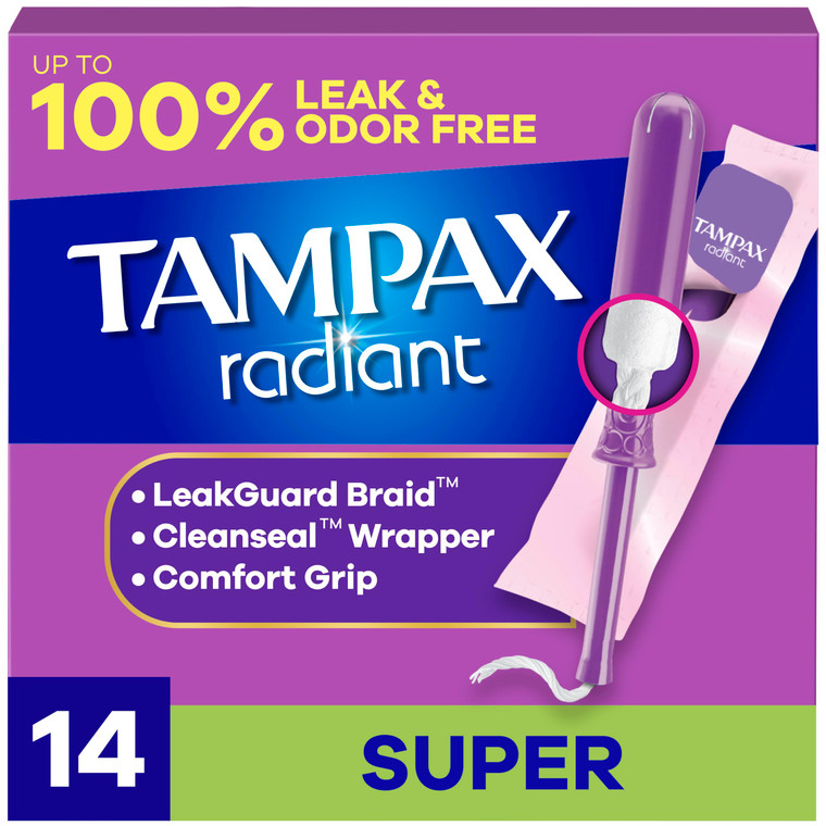 Tampax Radiant Tampons Regular Super, 14 Count
