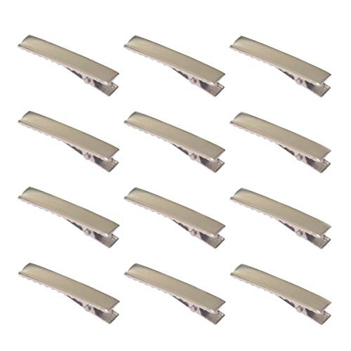 YAKA 50 Pack 1-3/4 Inch(45 mm) Silver Alligator Hair Clip Flat Top with Teeth for Arts & Crafts Projects,Teeth Single Prong Metal Clips Hairbow Acces