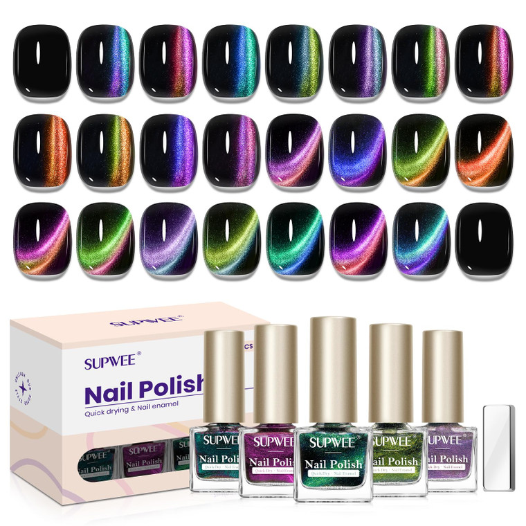 SUPWEE Reflective Glitter Gel Polish Set Sparkly Shiny Holographic Gel Nail Polish Disco Diamond Nail Polish Gels for Party Manicure Soack Off UV Gel