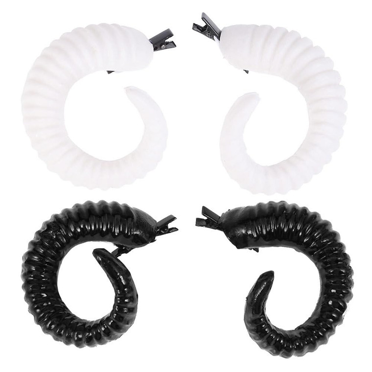 Lurrose 2 Pairs Sheep Horns Hair Clips, Devil Horn Hairpin Gothic Ram Horn Hair Barrettes Cosplay Costume Hair Accessories for Halloween Party