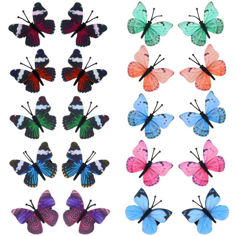 NASAMA 20 Pieces Butterfly Hair Clips Colorful Butterfly Barrettes Girl Hair Styling Clip Headdress Accessory 3D Wedding Hair Clips Accessories for T