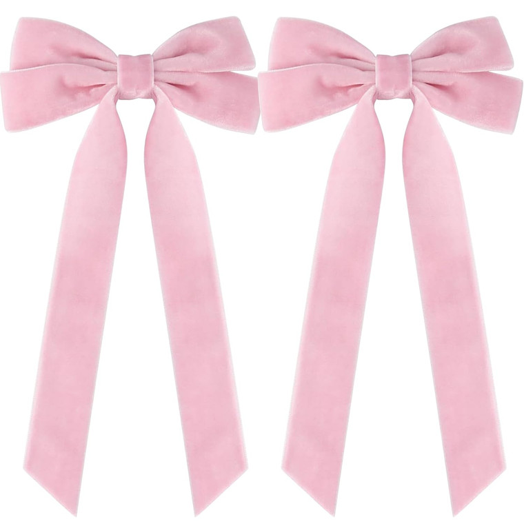 2PCS Velvet Hair Bows Ribbon Hair Clips, Ponytail Holder Slides Metal Clips French Barrette Big Fall Alligator Hair Clips Hair Accessories for Women