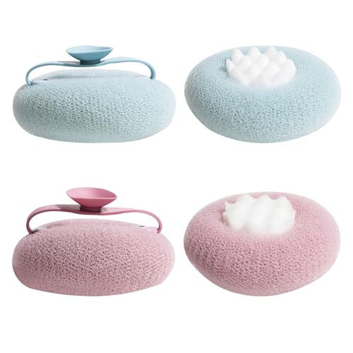 Oneleaf Bathing Bliss  Versatile Massage Bath Ball, Exfoliation, Back Scrub, Bath Rub, Perfect for Your Skin Pampering Session-Purple+Blue
