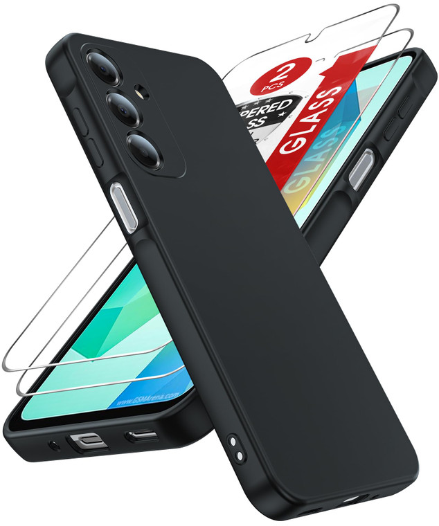 LeYi for Samsung Galaxy-A16-5G-Phone Case: Samsung A16 5G Case with 2Pcs Tempered Glass Screen Protector, Slim Soft Full-Body Shockproof Protective P