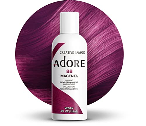 Adore Semi Permanent Hair Color (088 Magenta) | Vegan & Cruelty-Free Purple Hair Dye | No Ammonia, No Peroxide, No Alcohol | 4 Fl Oz