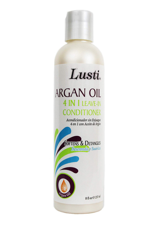 Lusti Argan Oil 4 In 1 Leave-In Conditioner, 8 fl oz - Moisturize & Condition Instantly - Prevent Breakage