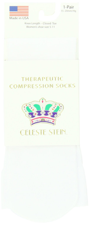 Celeste Stein Therapeutic Compression Socks, White, 15-20 mmhg, .6 Ounce