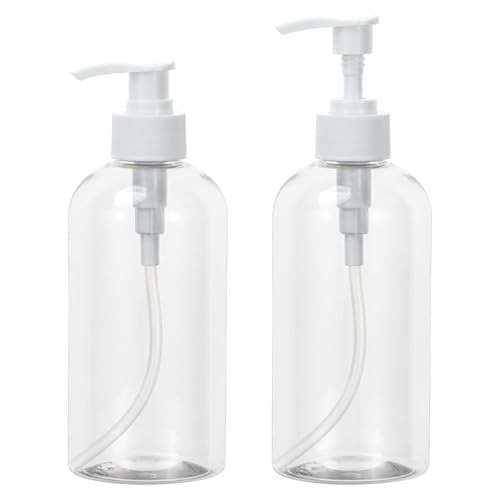 Pump Bottle Shampoo Pump Dispenser, Yebeauty Shampoo Bottles with Pump 10oz Clear Empty Plastic Empty Refillable Shower Bottle Dispenser 2 Pieces Con