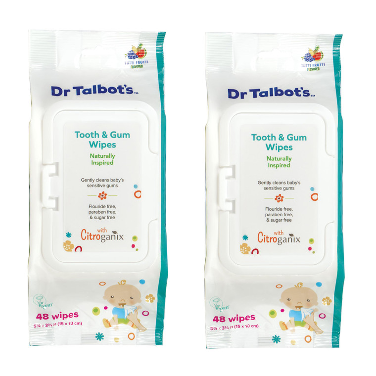 Dr. Talbot's Baby Tooth and Gum Wipes Naturally Inspired With Citroganix, 2-pack, 96 count