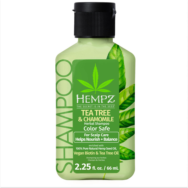 Hempz Biotin Hair Shampoo - Tea Tree & Chamomile - For Scalp Care Hair Growth & Strengthening of Dry, Damaged and Color Treated Hair, Hydrating, Soft