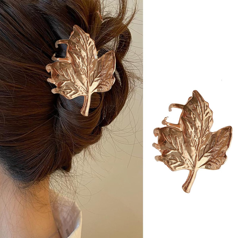 Maple Leaf Hair Claw Clips for Thin Hair Metal Hair Clips Maple Leaves Design Hairpin Gold Hair Barrettes Clamp Strong Hold Nonslip Big Hair Clip Hai