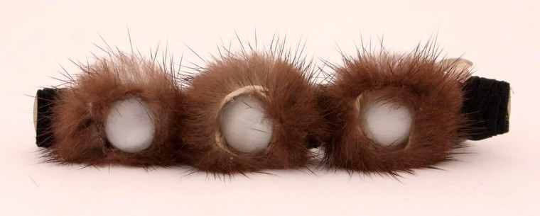 Caravan Automatic Barrette Wrapped And Decorated With Three (3) Furry Bushes And Three (3) Tiger-eyes