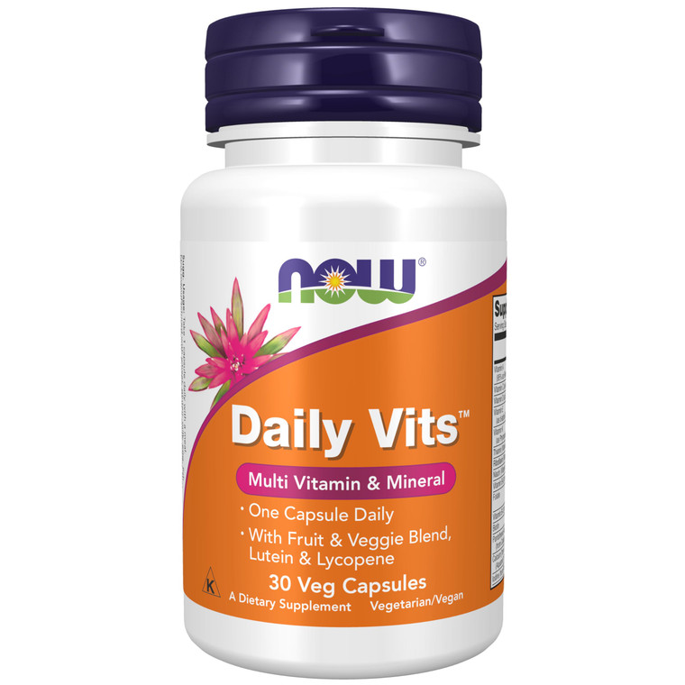 NOW Foods Supplements, Daily Vitswith Fruit & Veggie Blend, Lutein and Lycopene, 30 Veg Capsules