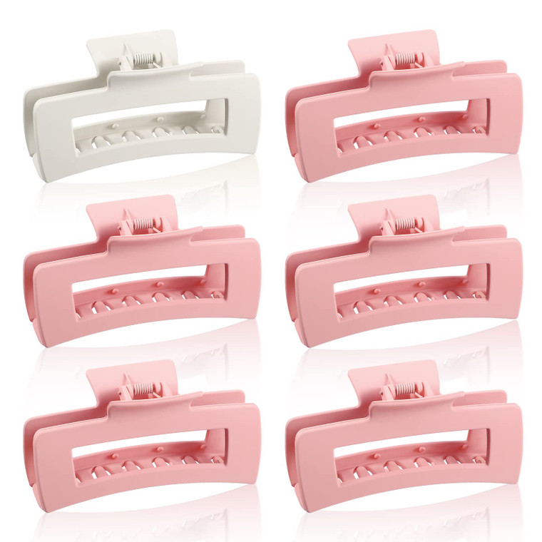 Xunyee Bridal Hair Accessories Set - 6 Pcs Large Square Matte Claw Clips for Thin Hair, Rectangular Hair Clips for Bride, Bridesmaid or Bachelorette