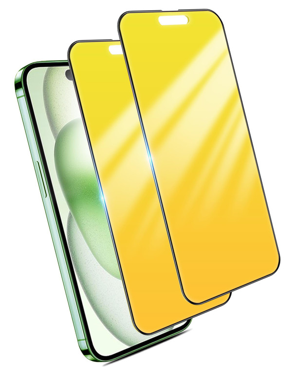 Umhlaba for iPhone 14 Pro Max and for iPhone 15 Plus Privacy Screen Protector Gradient colorful Anti Spy Tempered Glass 2 PACK 25° anti Blue light ey