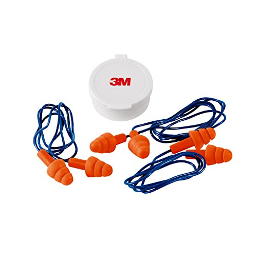 3M Corded Reusable Earplugs, 3 Pack, Noise Reduction Rating (NRR) 25 dB, Easy To Use & Insert, Pliable & Tri-Flange Design Enhances Comfort & Fit, Or