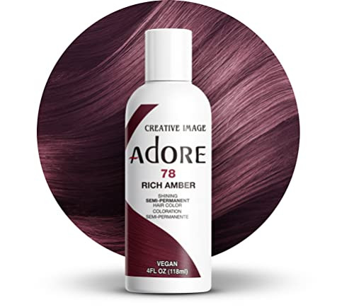 Adore Semi Permanent Hair Color (078 Rich Amber) | Vegan & Cruelty-Free Brown Hair Dye | No Ammonia, No Peroxide, No Alcohol | 4 Fl Oz