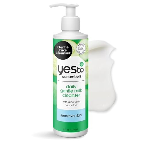 Yes To Cucumbers Daily Gentle Milk Cleanser, Soothing Face Wash That Won't Strip Your Skin & Holds Moisture, With Cucumber Extract, Soy Proteins & Gr