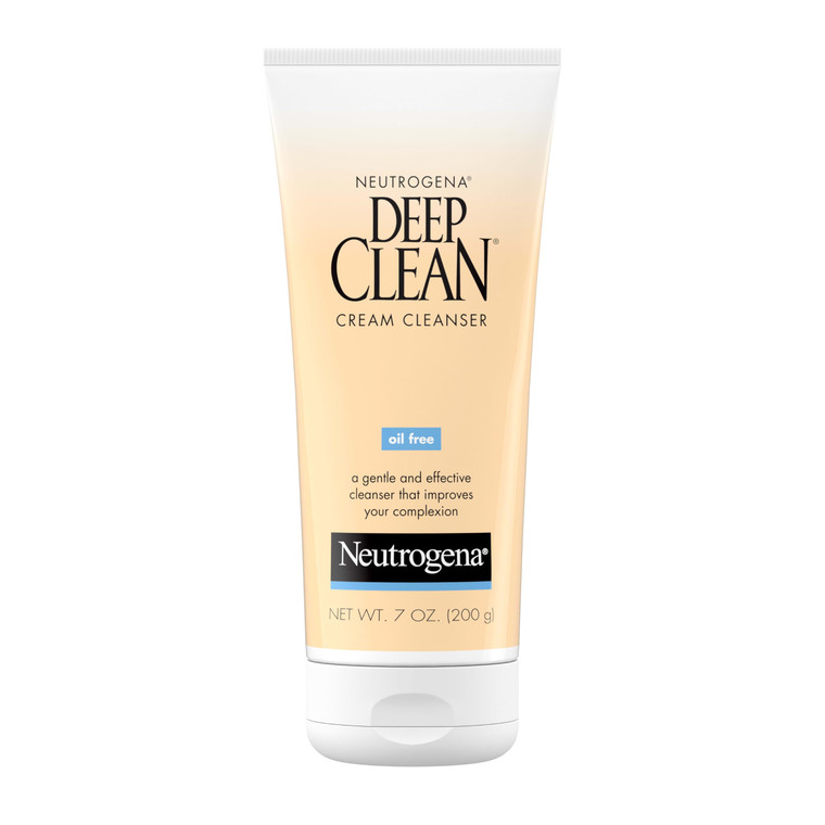 Neutrogena Deep Clean Daily Facial Cream Cleanser with Beta Hydroxy Acid to Remove Dirt, Oil & Makeup, Alcohol-Free, Oil-Free & Non-Comedogenic, 7 fl