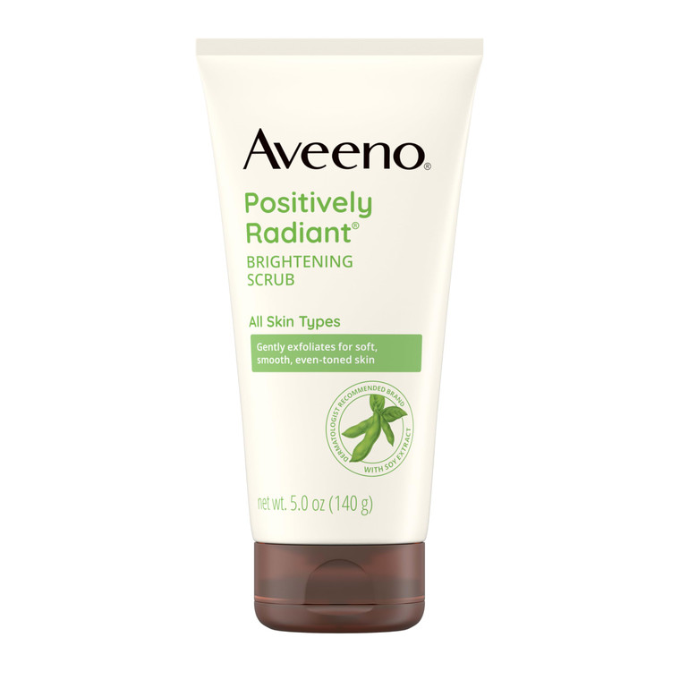 Aveeno Positively Radiant Skin Brightening Exfoliating Daily Facial Scrub, Gentle with Moisture-Rich Soy Extract, Helps Improve Skin Tone & Texture,