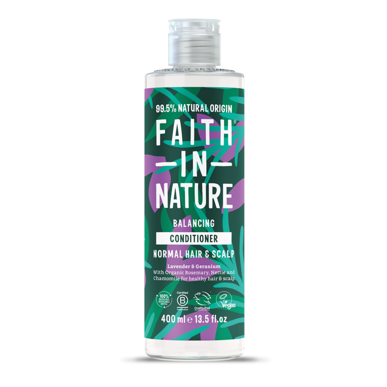 FAITH IN NATURE Natural Conditioner - Vegan & Cruelty Free, No SLS or Parabens - 13.5 fl oz, Lavender & Geranium