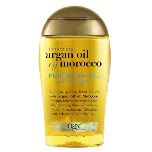 OGX Renewing + Argan Oil of Morocco, Cold-Pressed Argan Oil for Hair Penetrating Treatment & Shine, Moisturizing & Strengthening Silky Oil for All Ha