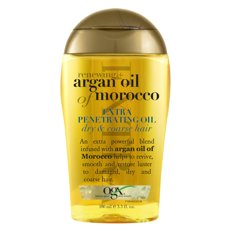 OGX Renewing + Argan Oil of Morocco Hair Oil, Extra Strength Penetrating Serum Treatment for Dry, Damaged, Frizzy, Curly & Coarse Hair, Cold-Pressed