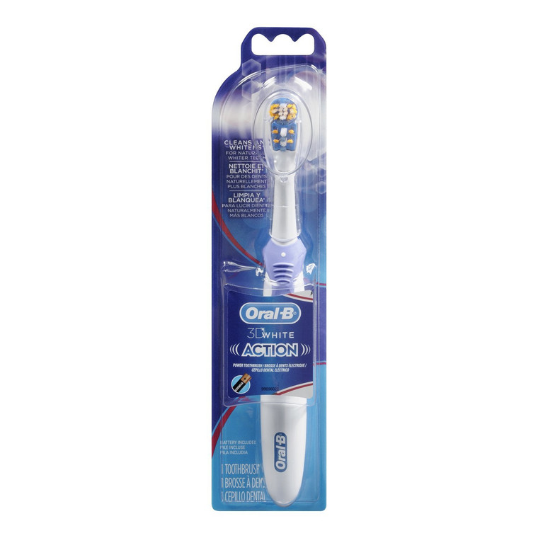 Oral-B 3D White Action Power Toothbrush, 1 Count (Colors May Vary), Multi-colored