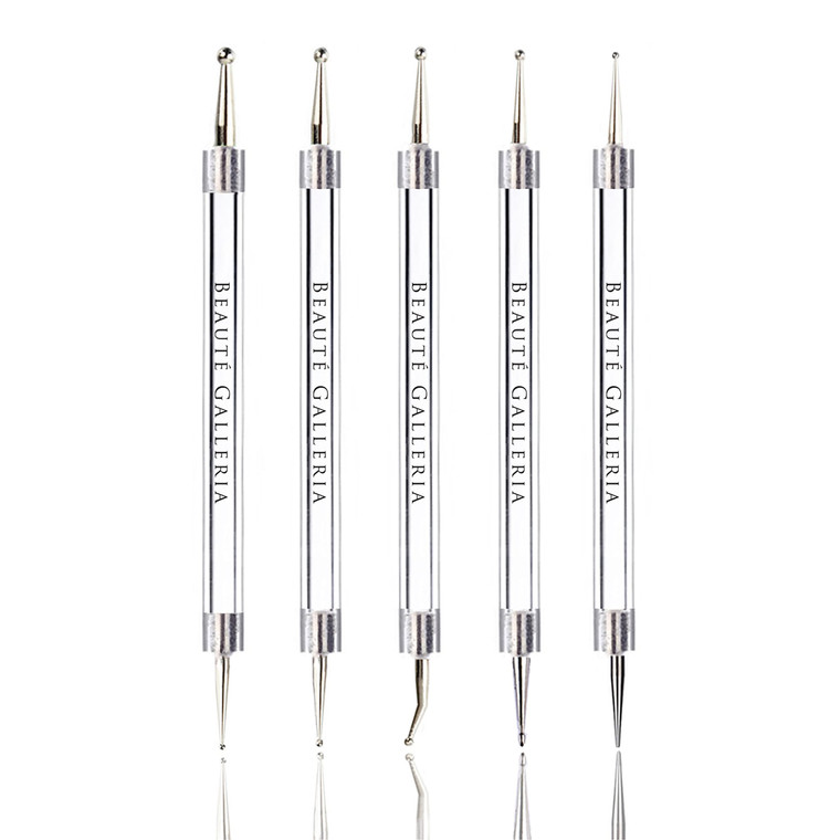 Beaute Galleria 5 Piece (10sizes) 2-Way Dotting Pens Nail Art Design Marbleizing Dotting Swirling Manicure Tools Mandala Art Painting Stylus