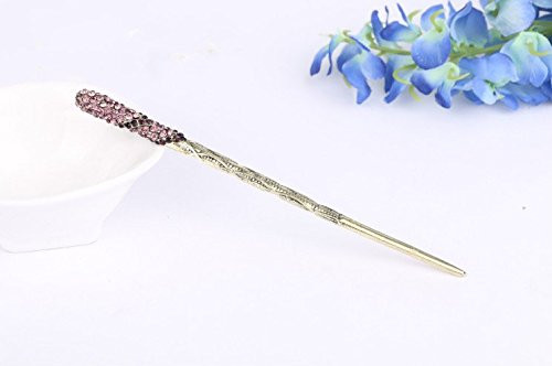 Traditional Chinese Hairpin, Rhinestone Crystal Antique Hair Sticks chopsticks hair Accessory Wedding Hair Jewelry 2pieces 5 Colors (Purple)