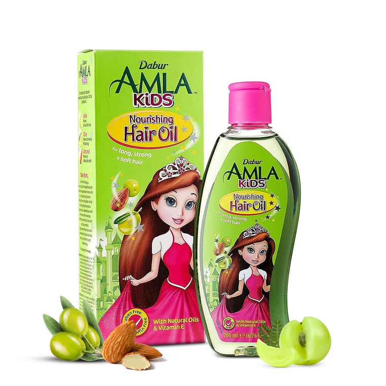 Dabur Amla Hair Oil for Kids, Nourishing Oil with Olive & Almond Extracts, Strengthens, Softens & Conditions, Gentle Care for All Hair Types, Ideal D