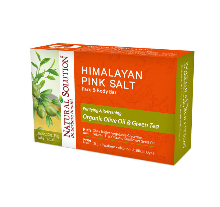 Natural Solution Himalayan Pink Salt Body Soap Bar - Moisturizing and Hydrating with Olive Oil and Green Tea, Gentle Cleanser for All Skin Types, 1 P