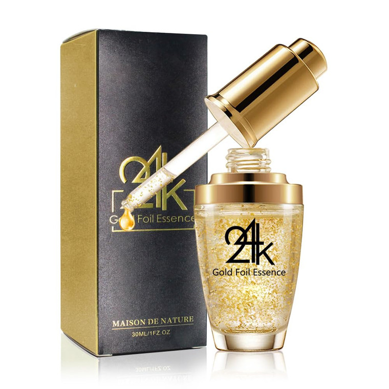 24K Gold Face Essence, Anti Aging & Wrinkle Moisturizing Firming Face Serum, Treatment for Skin Care with Hyaluronic Acid Serum