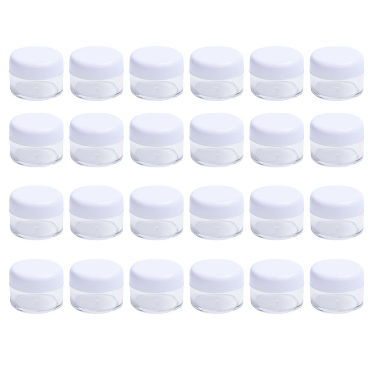 ericotry 24PCS 15 Gram 15ml 0.5oz Refillable White Plastic Screw Cap Lid with Clear Base Empty Plastic Sample Container Jars for Cosmetic Make Up Cre