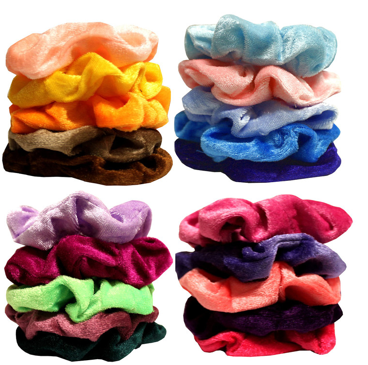 Syleia Set of 20 Large Velvet Scrunchies Hair Ties No Damage, Super Soft, Durable Hair Accessories