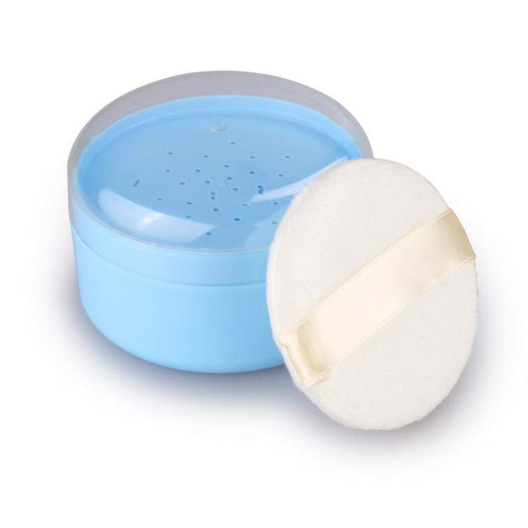 NATUWORLD Blue Plastic Baby Care After-Bath Powder Puff Box Holder Empty Talcum Powder Case Portable Makeup Cosmetic Case Containers Jars With Sifter