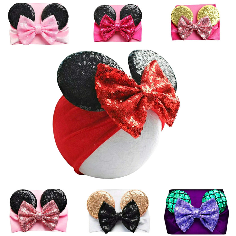 Mouse Ears Headband/Headwrap - Toddler, Baby, Kids - Party supplies - Black Bow